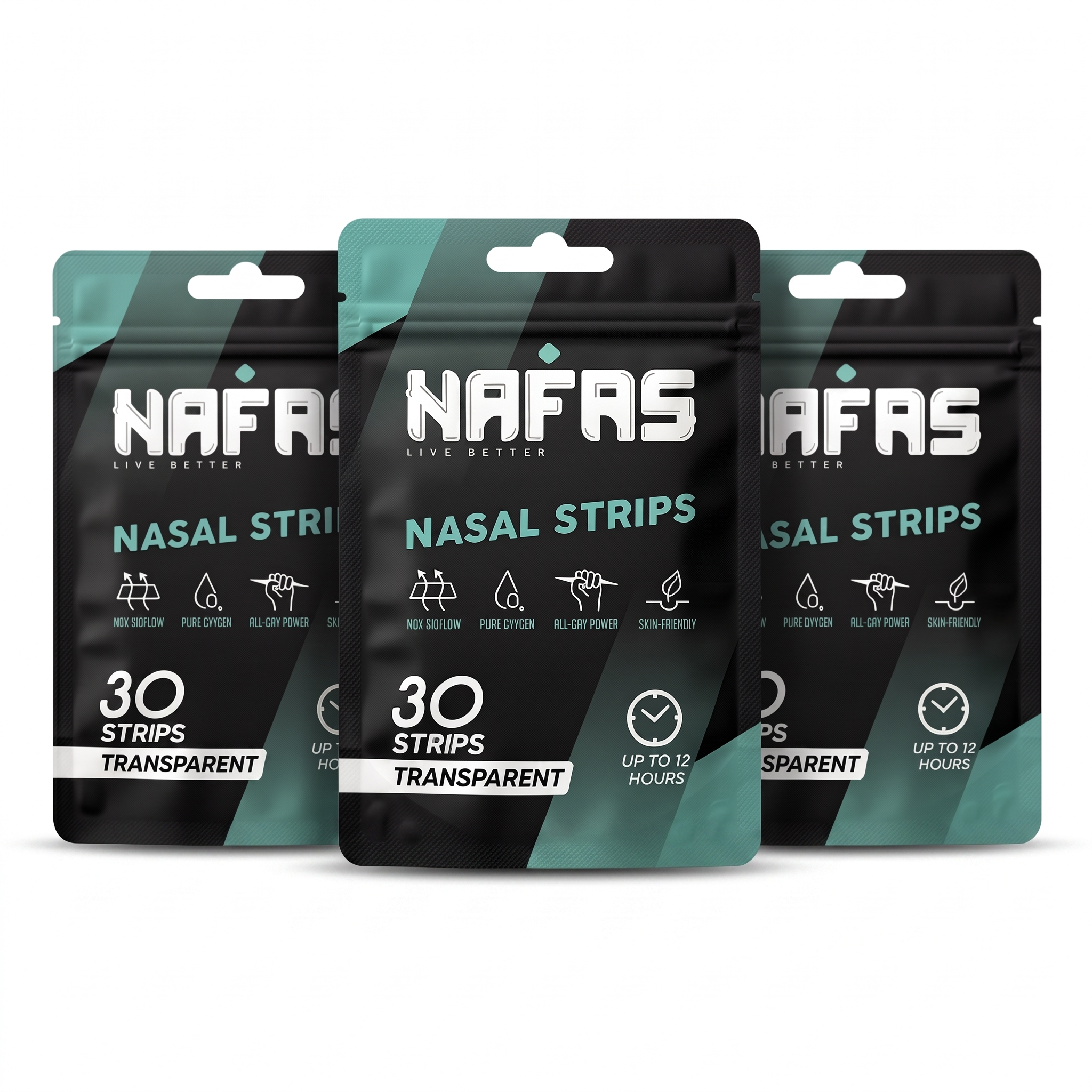 NAFAS NASAL STRIPS - Transparent - 3 PACK